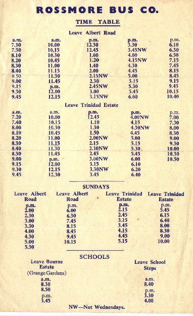1950 timetable
