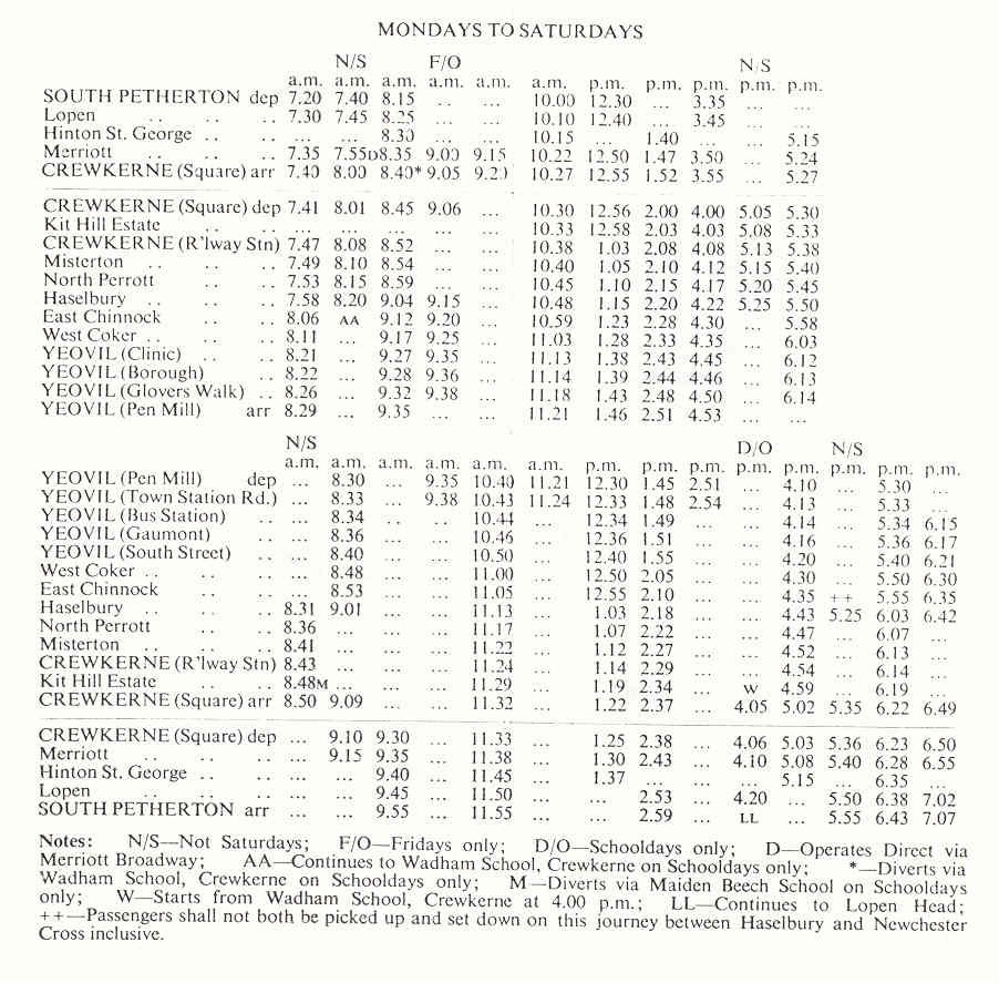 1978 timetable