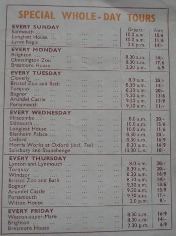 S&R day tours list 1960s