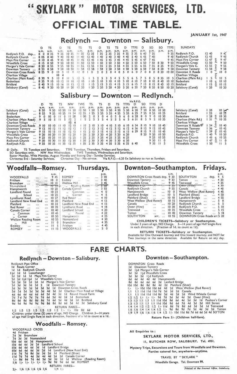 1947 timetable