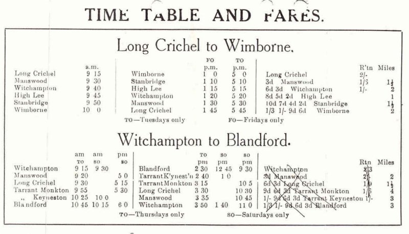 Toomer's timetable from the 1930s