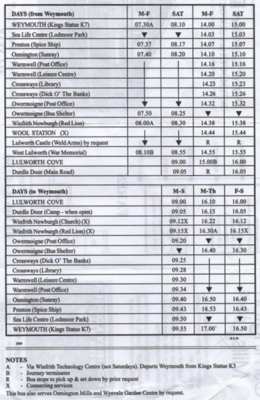 weaverbus timetable