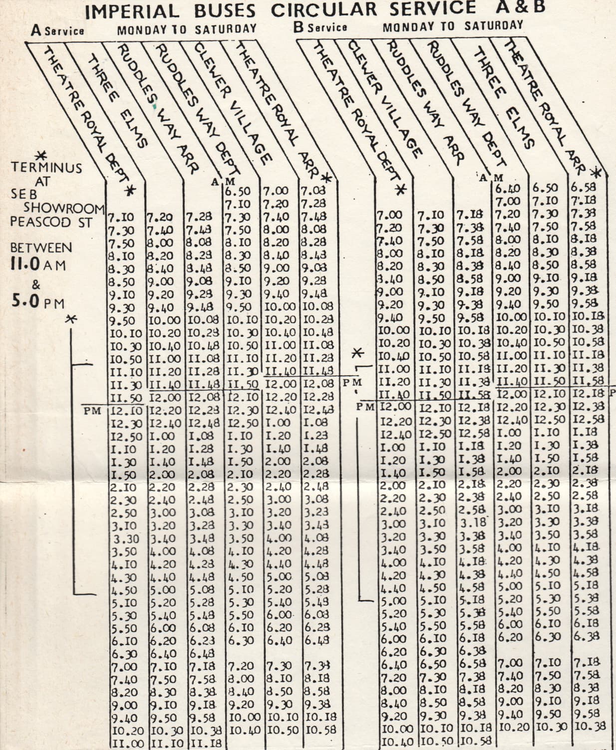 1982 Imperial timetable