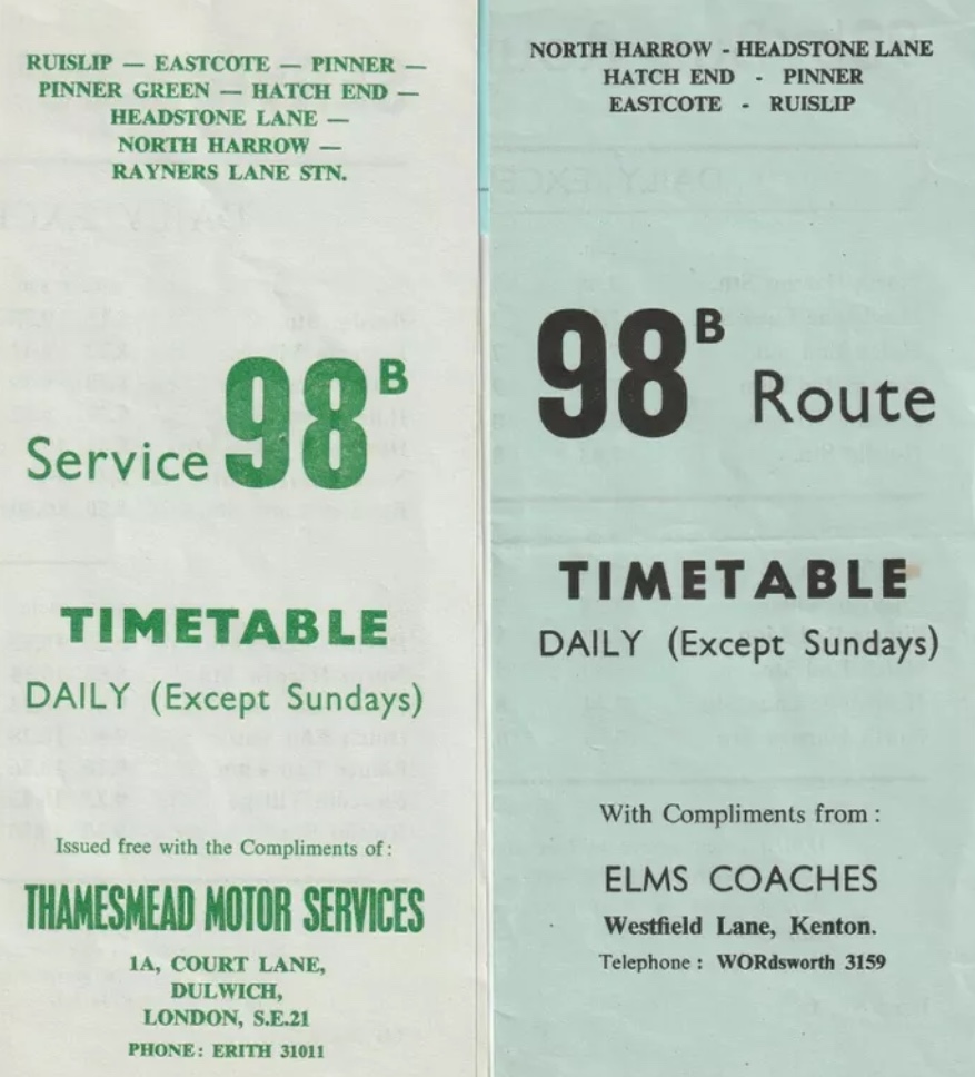 covers of Elms and Thamesmead timetables