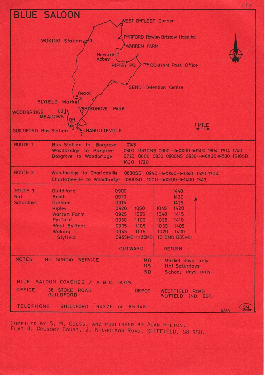 June 1983 card timetable