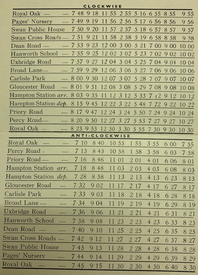 1960 timetable