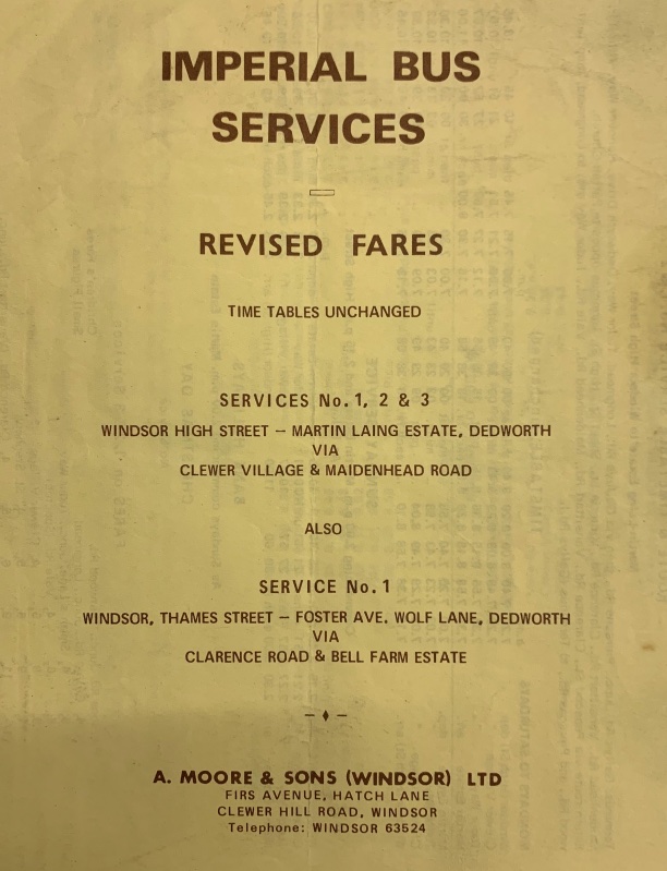 cover of times and fares leaflet